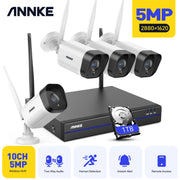 ANNKE 5MP Outdoor Wifi Surveillance Camera System Two Way Audio Motion Detection Night Vision Wireless Video Security Camera Kit