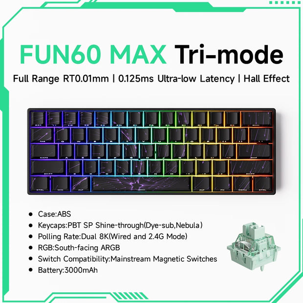 Akko MonsGeek FUN60 PRO&MAX HE Machanical Keyboard Magnetic Switch 60% Wireless Gaming Keyboard Rapid Trigger 8K Custom Keyboard