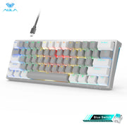 AULA RGB 60 Percent Wired Gaming Mechanical Keyboard Mini Compact USB Hot-Swappable Keyboards with Brown Switches for PC Laptop