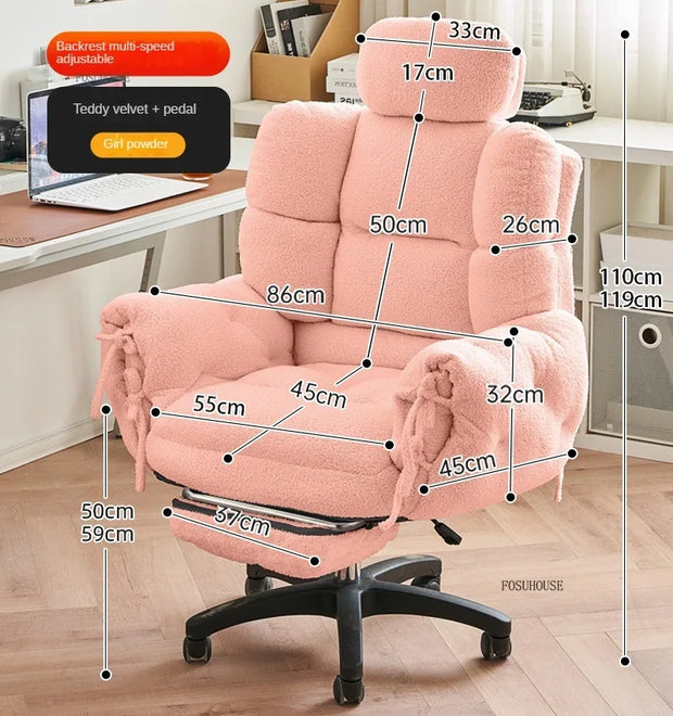 Velvet Lazy Office Chair for Bedroom Nordic Backrest Lift and Swivel Chairs Creative Comfortable Office Chairs for Gaming Room