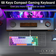 SOLAKAKA SK968 Wired Keyboard Optical Switches RGB Backlit Keycaps 60% Compact Office Computer Membrane Gaming Keyboard Portable