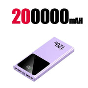 200000mAH 120W Power Bank Super Fast Charging Battery High Capacity Power Bank Digital Display For iphone 15 14 Samsung Xiaomi