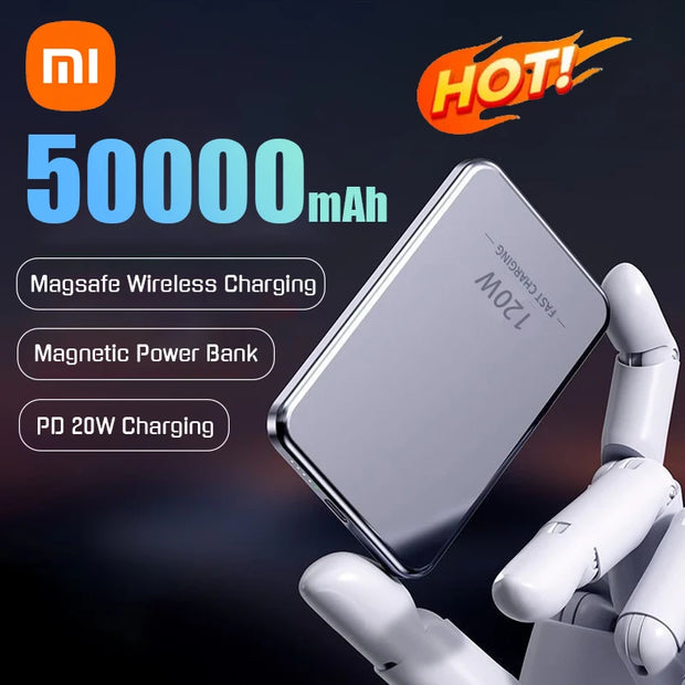 Xiaomi Magnetic Power Bank 50000mAh Large Capacity 120W Wireless Fast Charger Portable Battery for iPhone Samsung Xiaomi Gift