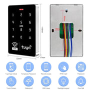 IP68 Waterproof WiFi Tuya Access Control System Keypad RFID Keyboard APP Remote Unlocking  Wiegand Output 125KHz and 13.56MHz