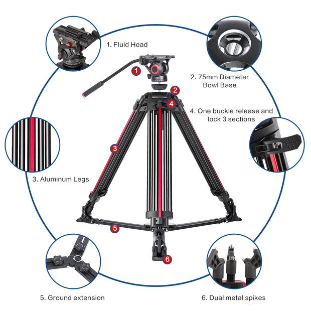 miliboo MTT605 video tripod professional camera stand/support/bracket for dslr camcorder photography quick shipping