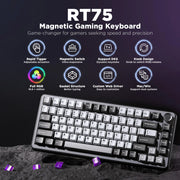 YUNZII RT75 Rapid Trigger Gaming Keyboard, Hyper Fast Magnetic Switch USB Mechanical Keyboards for Gamers, RGB 75% Keyboard