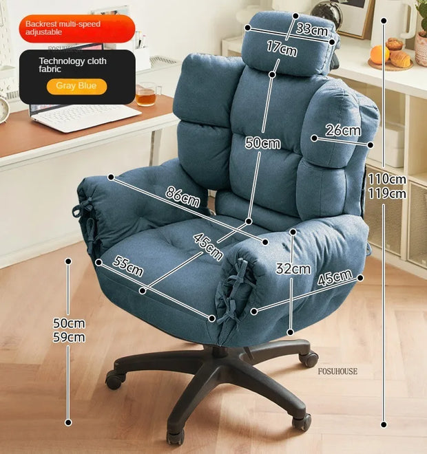 Velvet Lazy Office Chair for Bedroom Nordic Backrest Lift and Swivel Chairs Creative Comfortable Office Chairs for Gaming Room