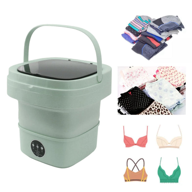 6L Portable Washing Machine Folding Large Capacity Clothes Spin Dryer Bucket Travel Underwear Socks Ultrasonic Mini Washer