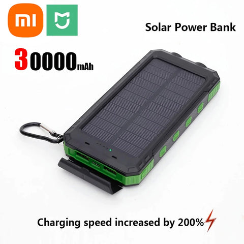 Xiaomi 30000mAh Solar Power Bank Portable Large Capacity Charger Compatible with IOS Android USB-A and USB-C Fast Charging