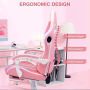 Ergonomic Gaming Chair Bluetooth Speaker LED Lights Massage Adjustable Armrests Height Adjustable