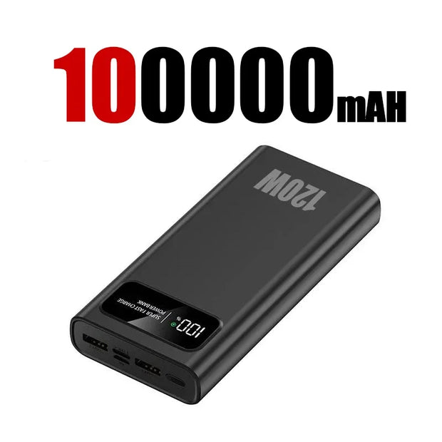 200000mAh Power Bank 120W Super Fast Charging Battery High Capacity Digital Display Power Bank For Iphone  Samsung Xiaomi Huawei