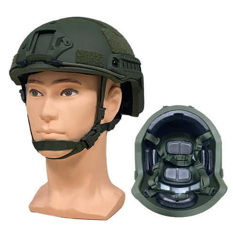 Male and female tactical high shear helmets, polyethylene bulletproof head protectors, with NIJ IIIA quick suspension pads