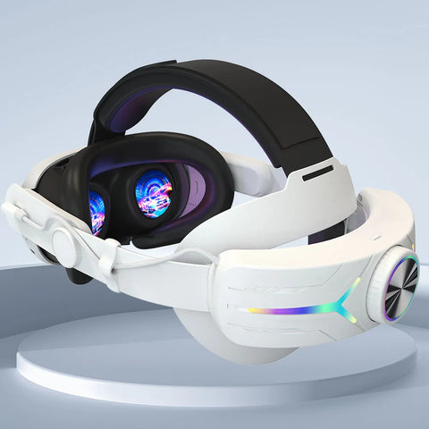 RGB Adjustable VR Head Band with 8000mAh Rechargeable Battery for Meta Quest 3 Lightweight Comfort Strap