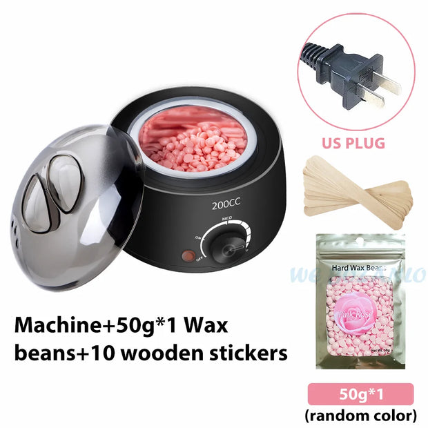 200CC Wax Heater Warmer Hair Removal Machine For Hand Foot Body SPA Epilator Paraffin Wax Pot +Wax Beans + Wood Sticks