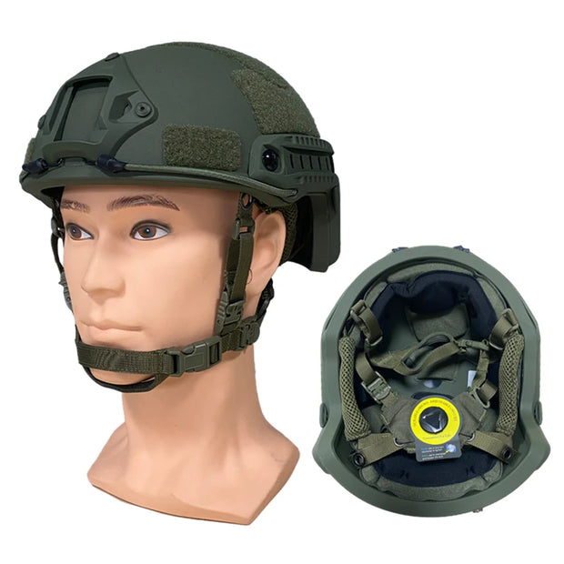 Male and female tactical high shear helmets, polyethylene bulletproof head protectors, with NIJ IIIA quick suspension pads