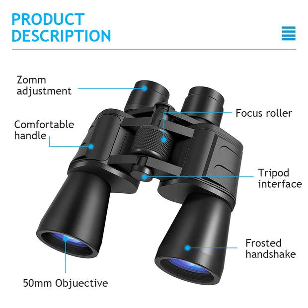 180x100 Zoom Binoculars Professional HD BAK4-Prism Powerful Binoculars Day Night Vision Long Range Outdoor Waterproof Telescope