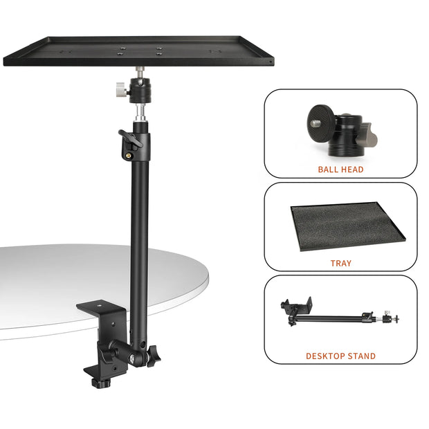 SH Desktop C-clamp Light Stand With 1/4" Ball Head,Adjustable Tabletop Bracket Stand For DSLR Camera, Ring Light, Video Monitor