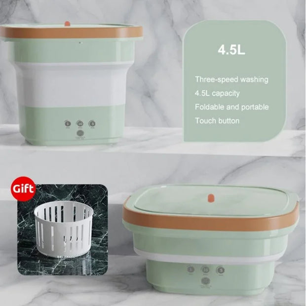 Portable Mini Folding Washing Machine 4.5L Home Appliances Underwear Socks Baby Clothes Ultrasonic Cleaning Machine Cycle Washer