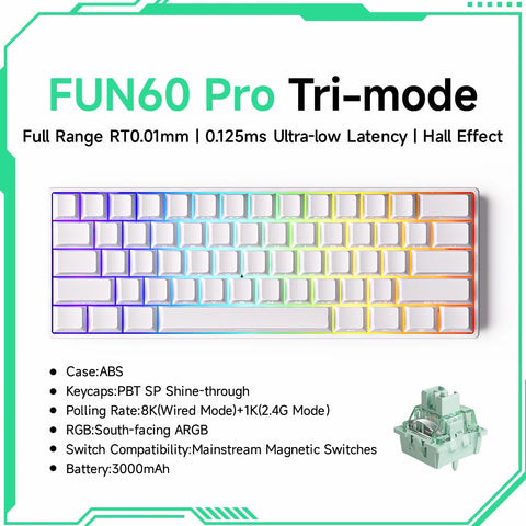 Akko MonsGeek FUN60 PRO&MAX HE Machanical Keyboard Magnetic Switch 60% Wireless Gaming Keyboard Rapid Trigger 8K Custom Keyboard