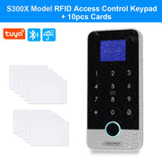 Bluetooth Tuya APP Smart Fingerprint RFID Access Control Keypad Touch IP65 Waterproof 13.56MHz Door Opener Keyless Lock System