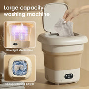 11L Folding Portable Washing Machine Big Capacity with Clothes Spin Dryer Bucket Travel Socks Underwear Panties Washing Machine