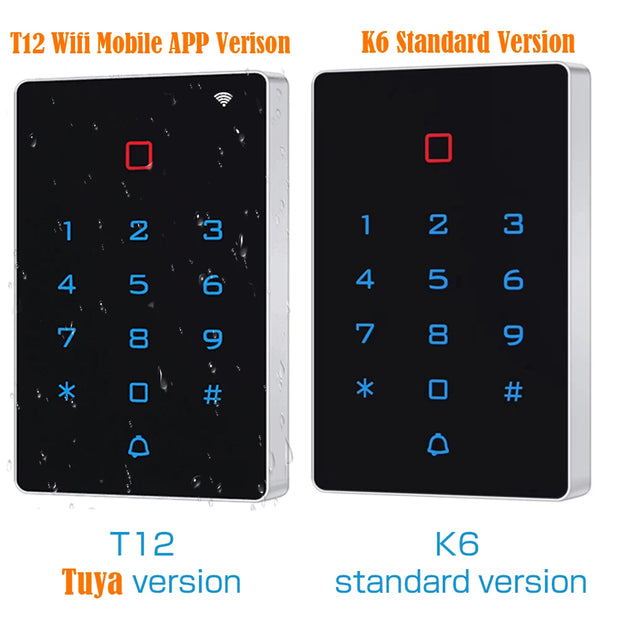 Waterproof WiFi Tuya App Backlight Touch 125khz RFID Card Access Control Keypad WG26 Output Alarm Management Card Support