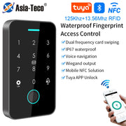 Dual RFID 125Khz+13.56MHz NFC Tuya Outdoor Fingerprint Access Control Keypad IP67 Waterproof Biometrics Door Opener with Gateway