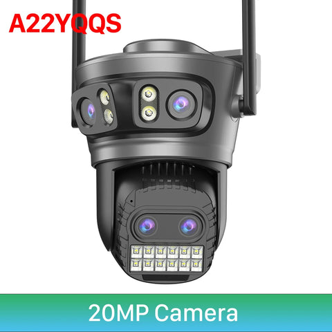 20MP 8K HD WiFi Camera Outdoor 10X Zoom Four Lens Three Screen Auto Tracking Security Protection 4K PTZ CCTV Video Surveillance