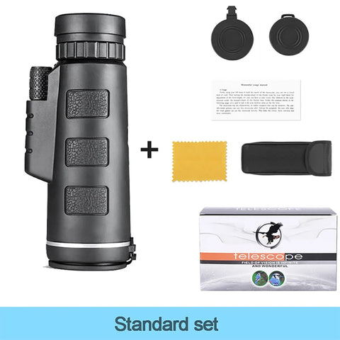 40X60 HD Professional Telescope Monocular Night Powerful Binoculars Waterproof Mini Pocket Zoom with Smartphone Hunting Camping