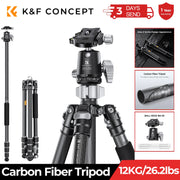 K&F Concept 68''/1.7m Carbon Fiber Tripod with 12KG/26.2lbs Ball Head For Nikon Canon Sony DSLR Camera Tripod Stand X254C4+BH-30