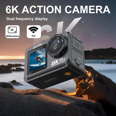 6K Action Camera 4K60FPS WiFi Anti-shake Dual Screen 170° Wide Angle 20m Bare Metal Waterproof Sport Camera with Remote Control