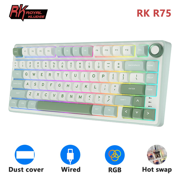 RK Royal Kludge R75 Gasket Wired Mechanical Keyboard 80 Keys RGB Backlit Hot-swappable Spanish Gamer Keyboard MDA PBT Keycaps