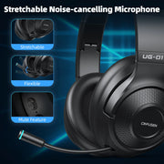 CINPUSEN UG-01 2.4Ghz Wireless Gaming Headset for PC, PS5, PS4, MacBook, with Microphone, Soft Earmuff - 40 Hours Playtime