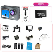 5K Action Camera 4K60FPS Dual IPS Touch LCD DVR EIS 170° 30M Waterproof 5X Zoom Sport Camera With Wireless Mic&Remote Control