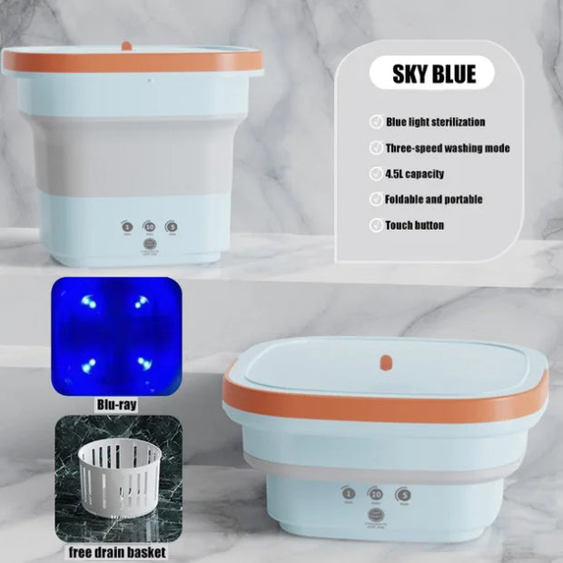 Portable Mini Folding Washing Machine 4.5L Home Appliances Underwear Socks Baby Clothes Ultrasonic Cleaning Machine Cycle Washer