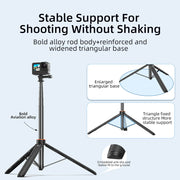 1.38M Selfie Stick Tripod for DJI Action 4/Pocket 3/Gopro/Instar 360/DSlR Camera Phone Photography Adjustable Extension Holder