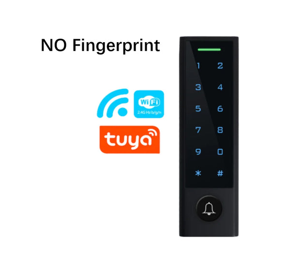 Tuya wifi Outdoor IP66 Black Plastic Shell  Fingerprint Access Control With Password And RFID Card Reader Function