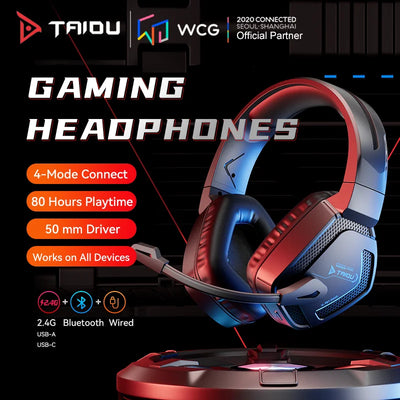 TAIDU T01 Gaming Headset High Quality Wireless Bluetooth Headphones 50mm Wired 4-mode Earphone Gamer's Choice for PC PS5 Xbox