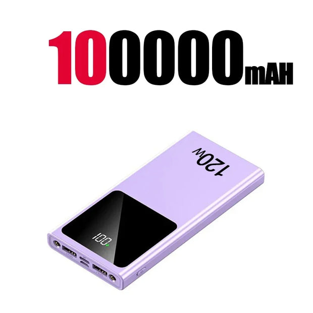 200000mAH 120W Power Bank Super Fast Charging Battery High Capacity Power Bank Digital Display For iphone 15 14 Samsung Xiaomi