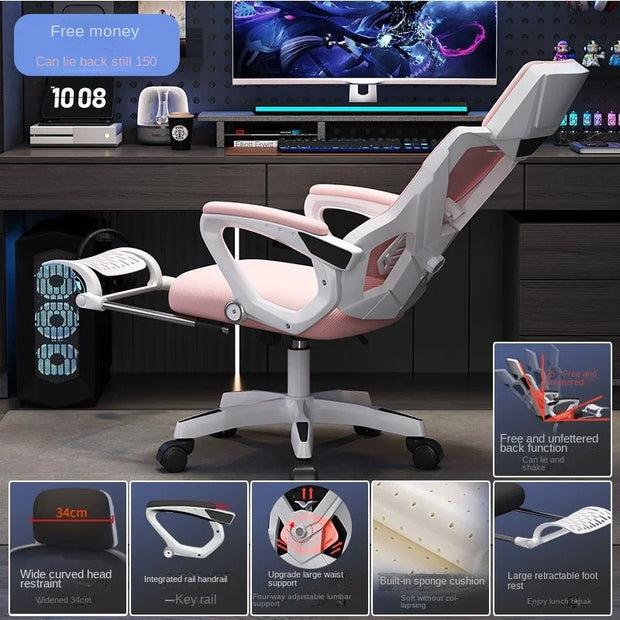 Computer Chair Home Office Chair Comfortable Sedentary Students Gaming Chairs Dormitory Chair Reclining Seat Ergonomic Ufficio