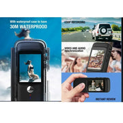 4K WiFi Anti-shake Action Camera Dual Screen 30m Waterproof Touch Screen Sport Camera for Travel Video Recorder Diving Bodycam