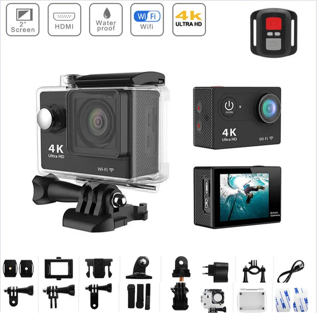 Ultra HD Action Camera 4K/30fps WiFi 2 Inch 170D Underwater Waterproof Helmet Video Recording Sport Cameras Outdoor Camcorders