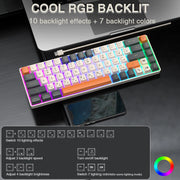 SOLAKAKA SK968 Wired Keyboard Optical Switches RGB Backlit Keycaps 60% Compact Office Computer Membrane Gaming Keyboard Portable