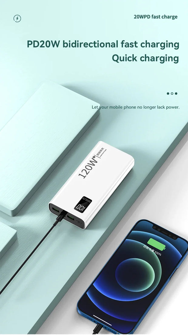 Xiaomi 120W High Capacity Power Bank 50000mAh Fast Charging Powerbank Portable Battery Charger For Android Samsung Huawei NEW