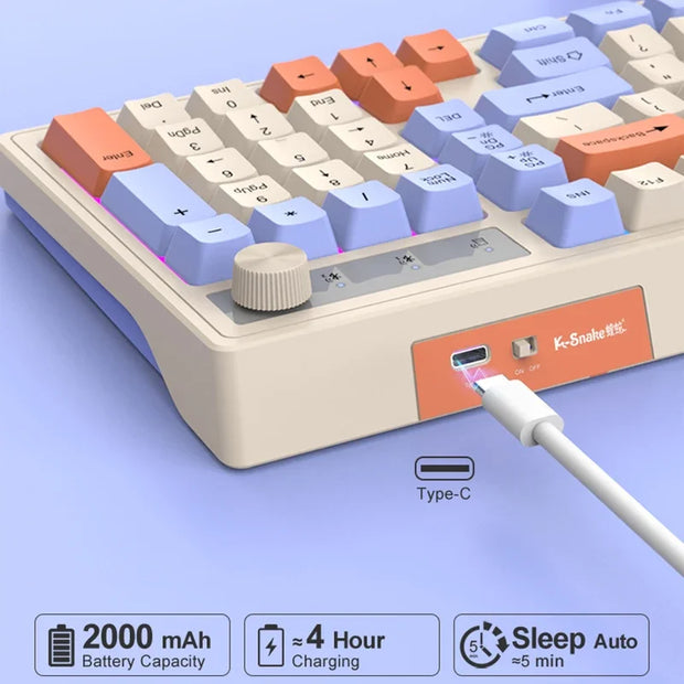 98-key Wireless Keyboard Rainbow Light, 2.4G Bluetooth Dual-mode Connection, Multi-function Suitable for Computer Laptop