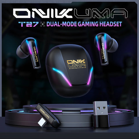 ONIKUMA T27 dual-mode cool RGB gaming headphones with high-definition call sound quality and low latency for gaming