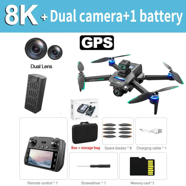 2024 S159 GPS PRO Drone 5G 8K HD Aerial Photography Dual-Camera Dron with Screen Omnidirectional Obstacle Avoidance Drone RC Toy