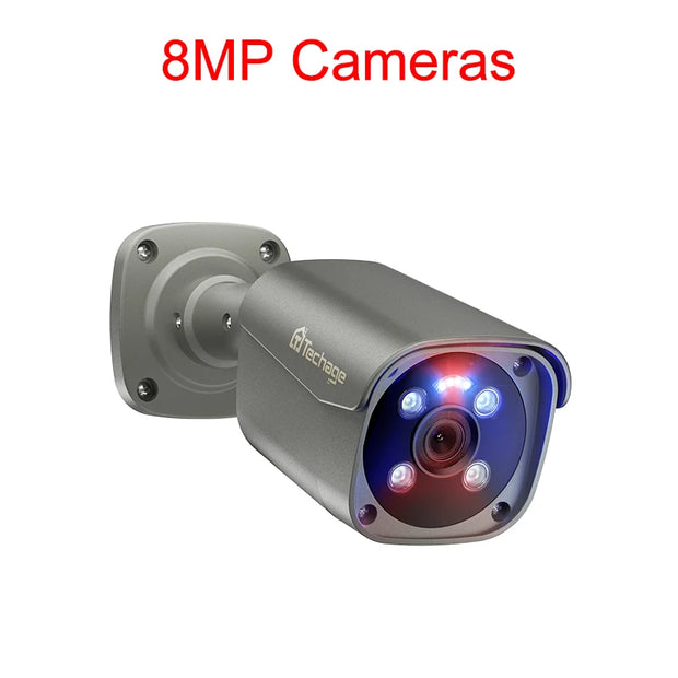 Techage 4MP 5MP 4K Security Metal POE IP Camera H.265 Outdoor Two Way Audio Video Surveillance AI IP Camera for NVR System