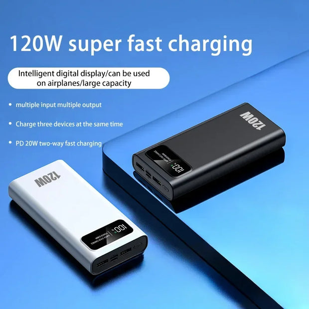 200000mAh Power Bank 120W Super Fast Charging Battery High Capacity Digital Display Power Bank For Iphone  Samsung Xiaomi Huawei