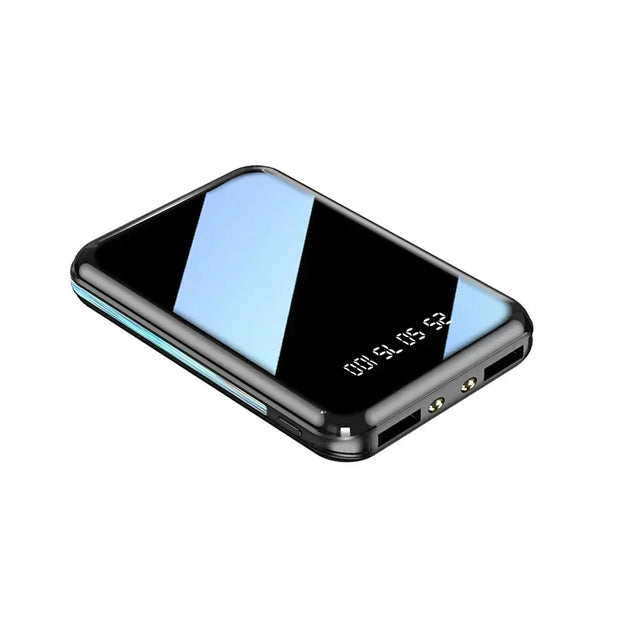 20000mAh Mini Power Bank Portable Charger Mirror Screen LED Light Digital Display Powerbank External Battery Pack Power Bank